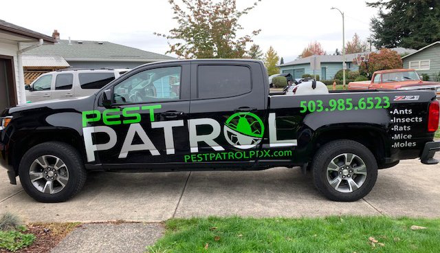 black pest patrol truck